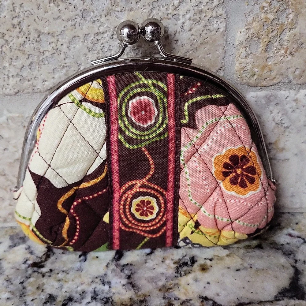 Vera Bradley Buttercup Double Kiss Lock Coin Purse - Picture 4 of 9